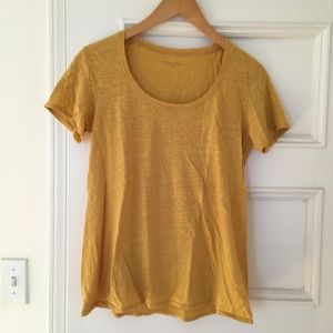 Eileen Fisher XS Linen Jersey Sunflower Yellow T Shirt